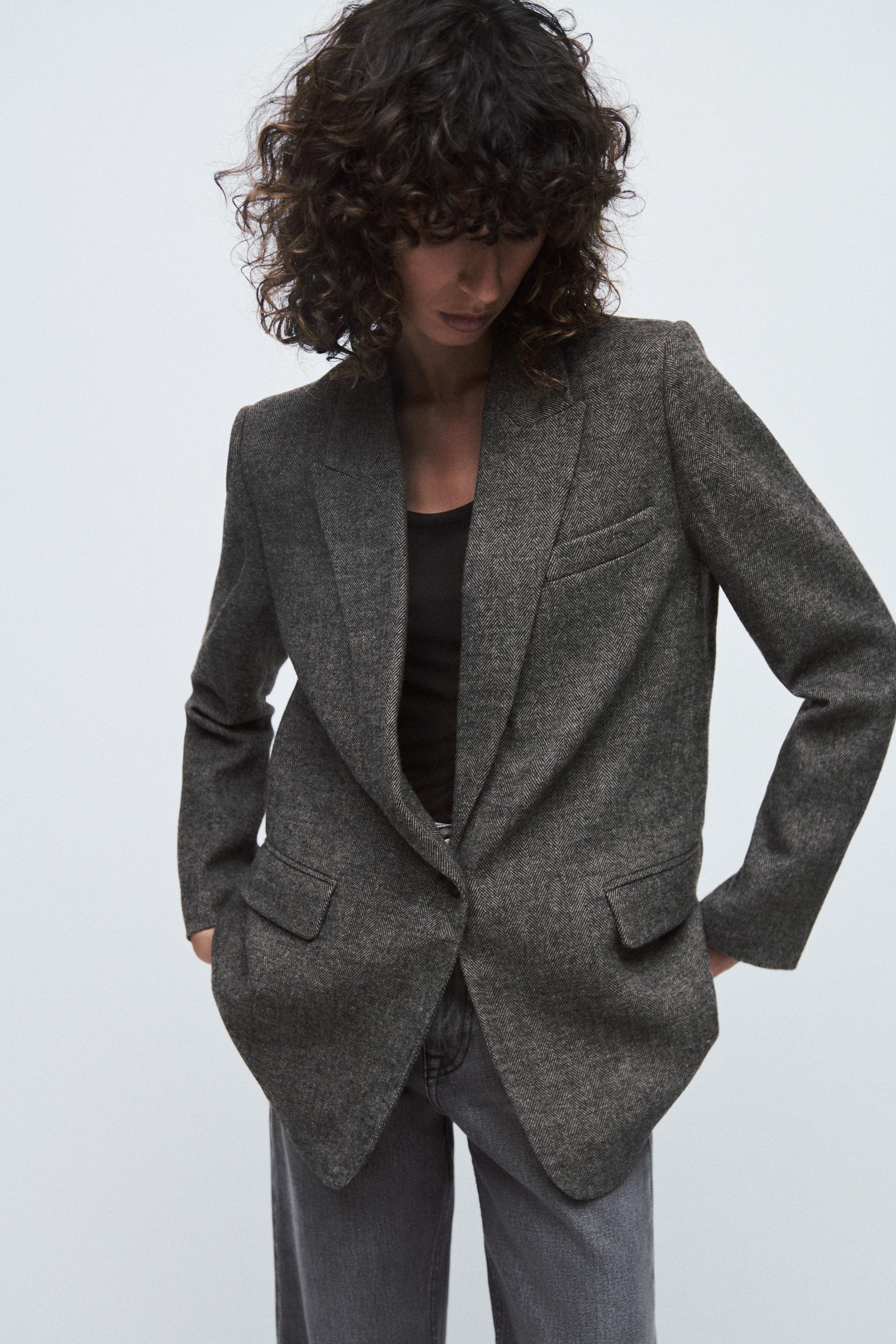 Zara herringbone blazer top
